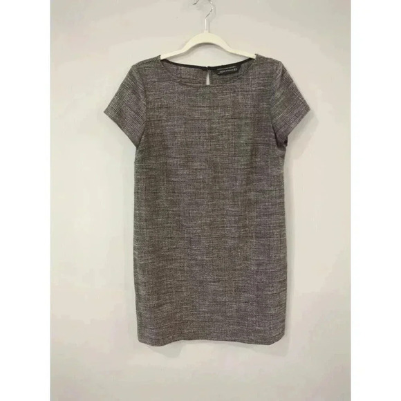 Zara‎ Dress Gray Textured Short Sleeve Shift Size M Office Workwear - Picture 1 of 8